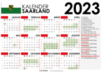 kalender Saarland 2023 und Ferien