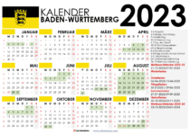 kalender baden-württemberg 2023 und Ferien