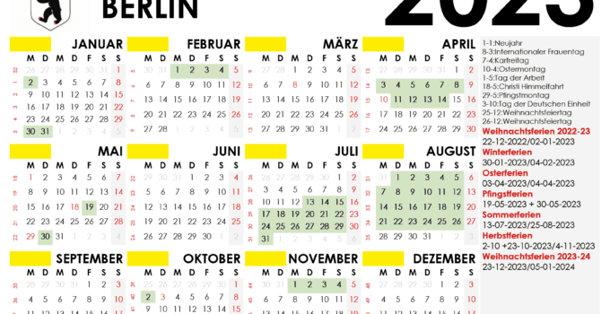 kalender berlin 2023 und Ferien