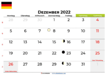 kalender dezember 2022 Deutschland
