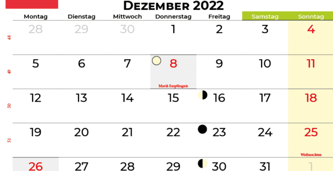 kalender dezember 2022 Österreich