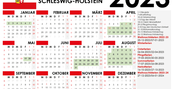 kalender ferien Schleswig-Holstein 2023