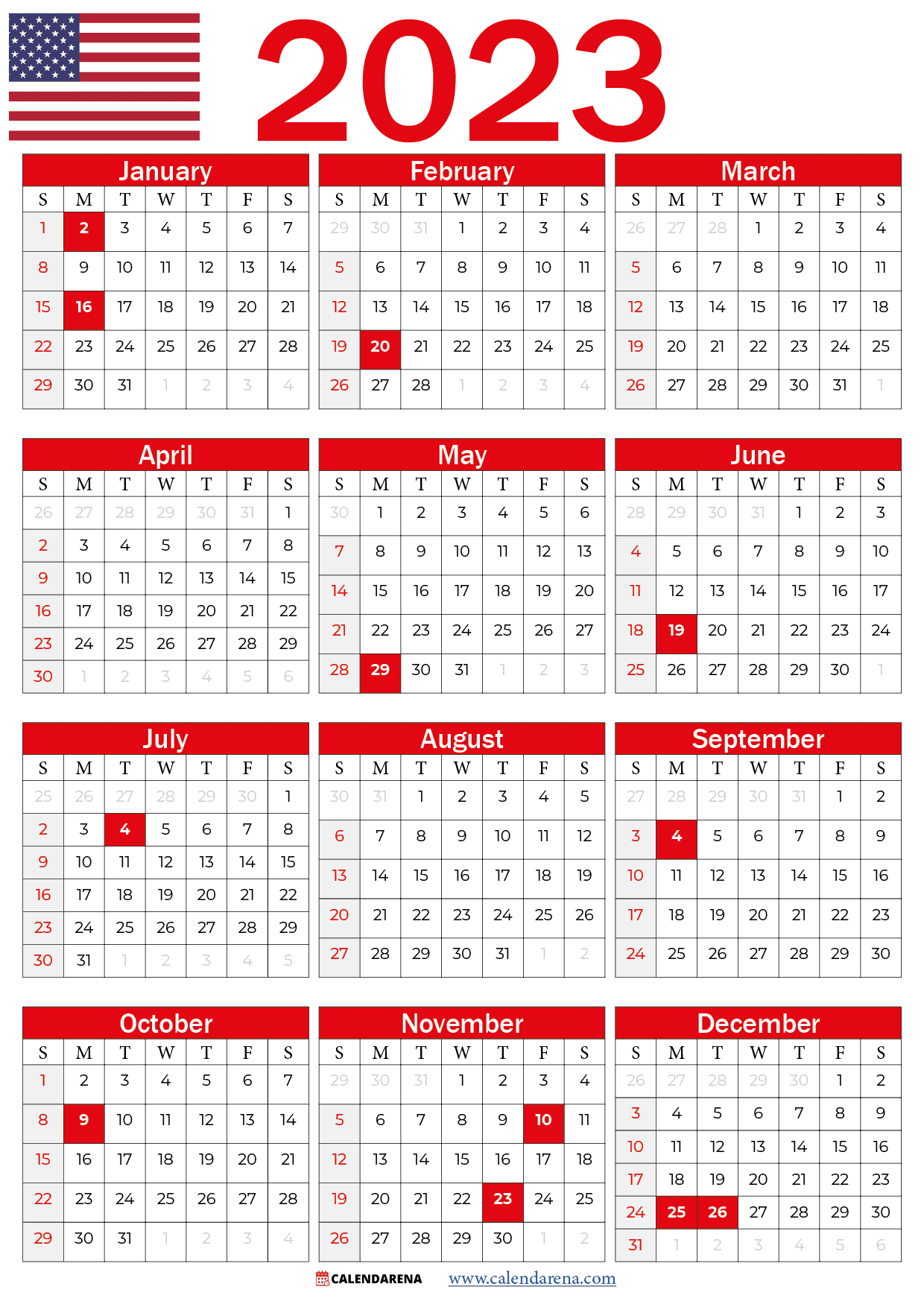 2024 Free Calendar With Federal Holidays 2022