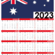 Australia 2023 calendar with holidays printable