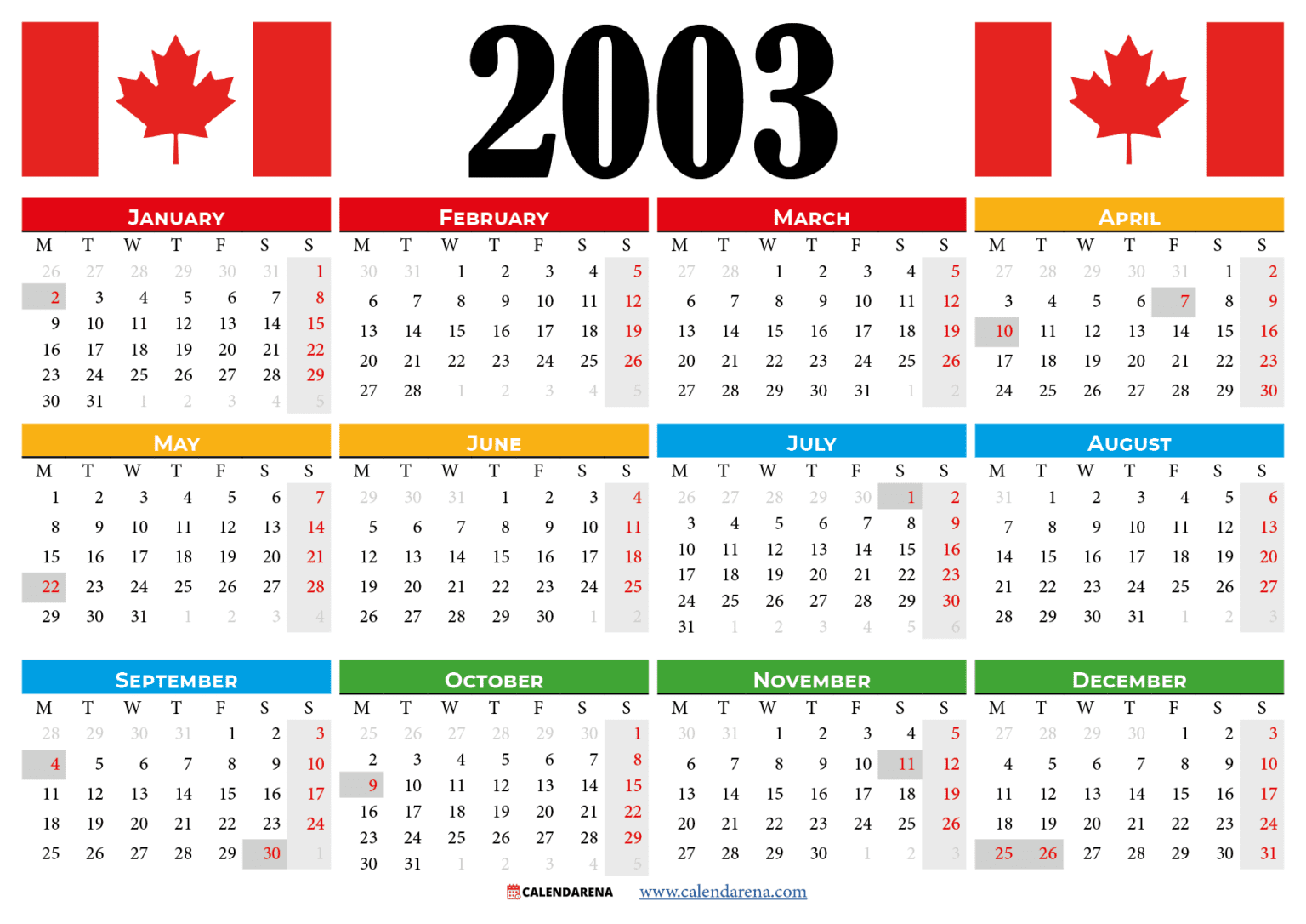 Canada 2023 Calendar With Holidays Printable