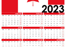 2023 calendar canada full flag