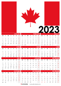 Canada 2023 Calendar With Holidays Printable