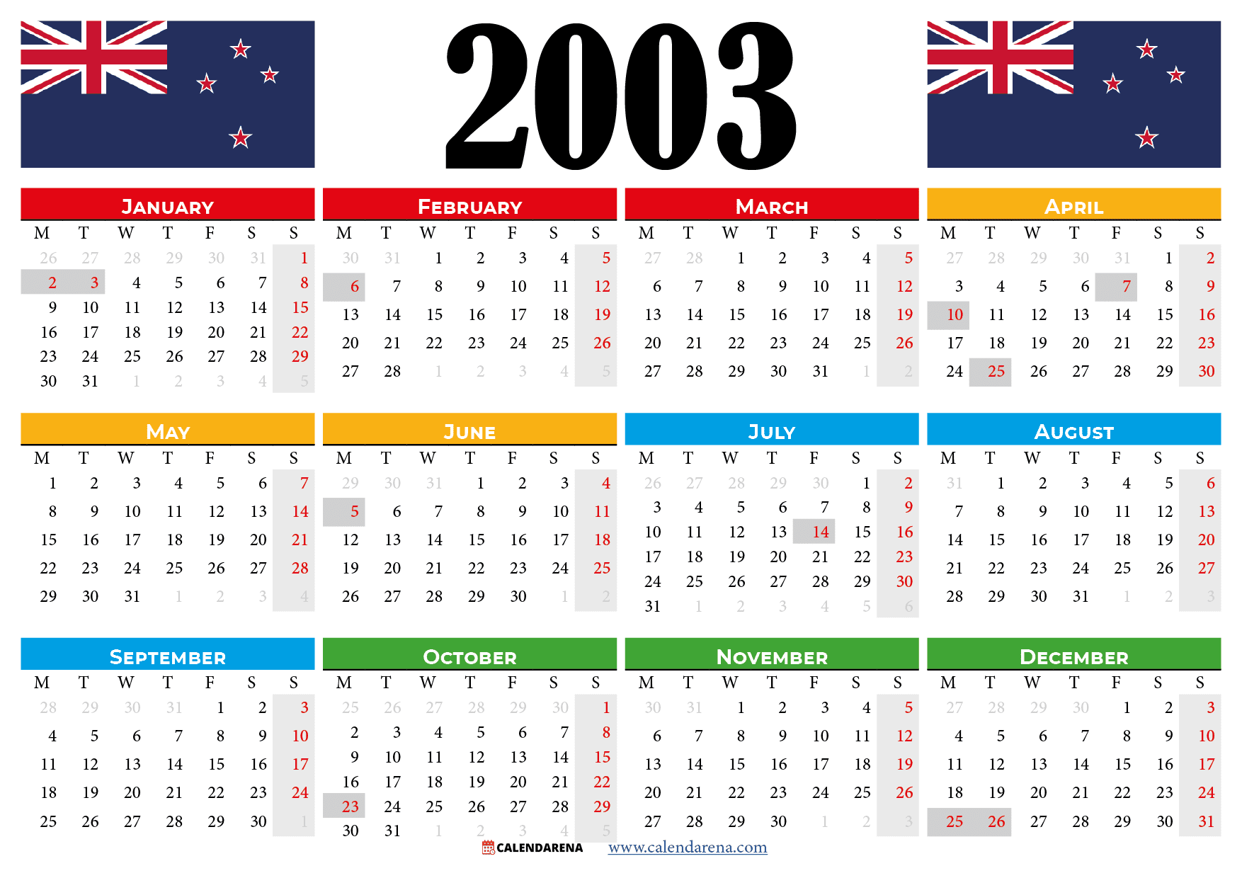 New Zealand 2023 Calendar With Holidays Printable