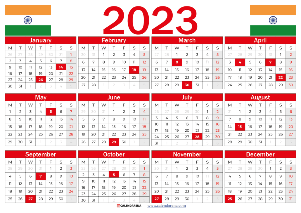2023 calendar pdf india