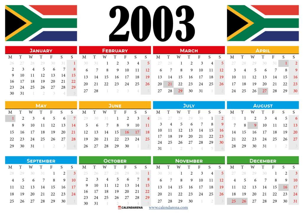 2023 calendar south africa