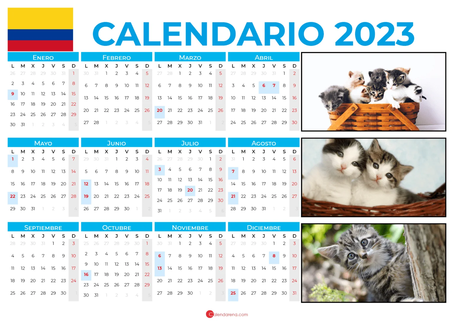 Calendario 2023 Colombia Con Festivos Pdf 2326