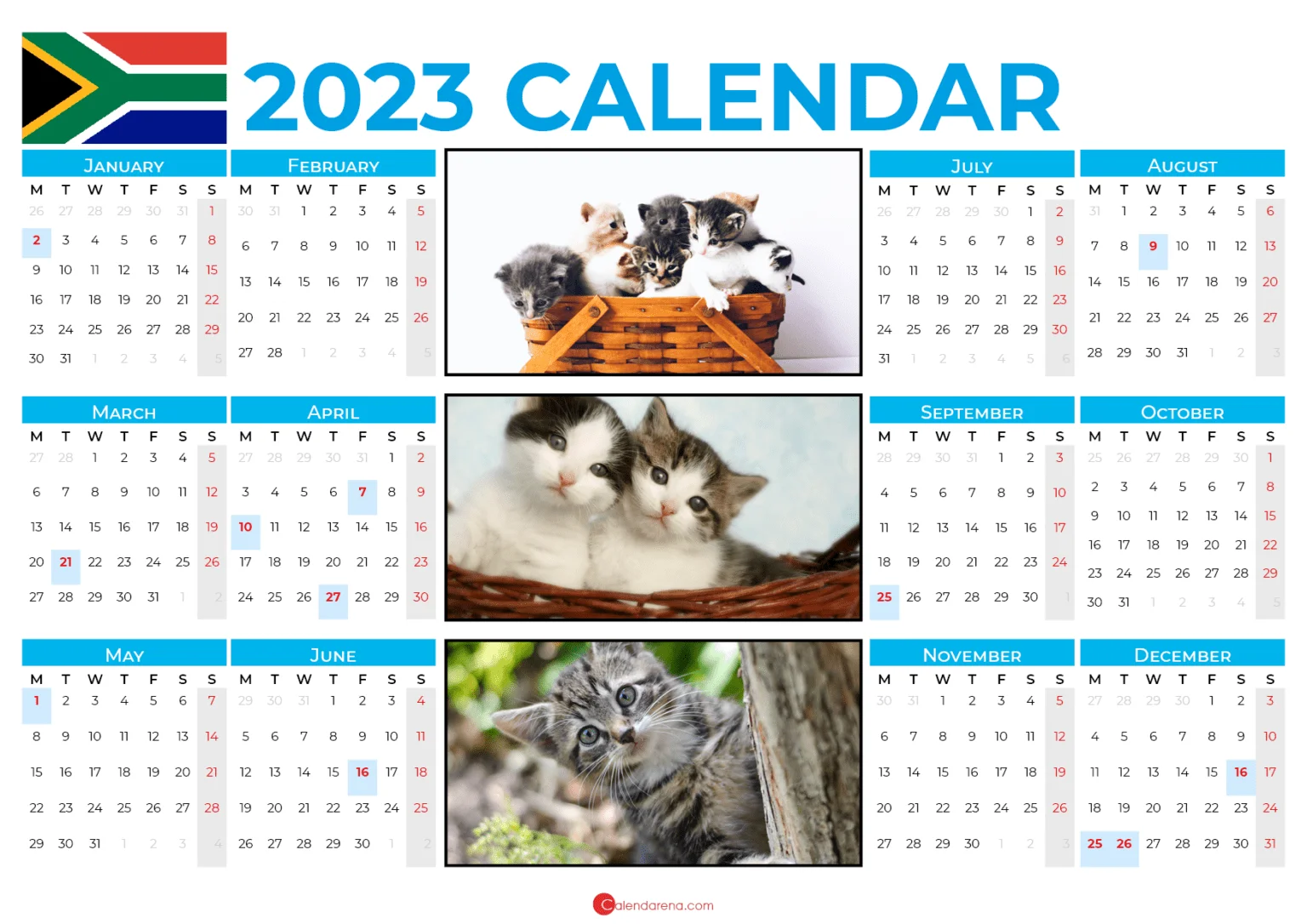 2023 Calendar Template Word South Africa