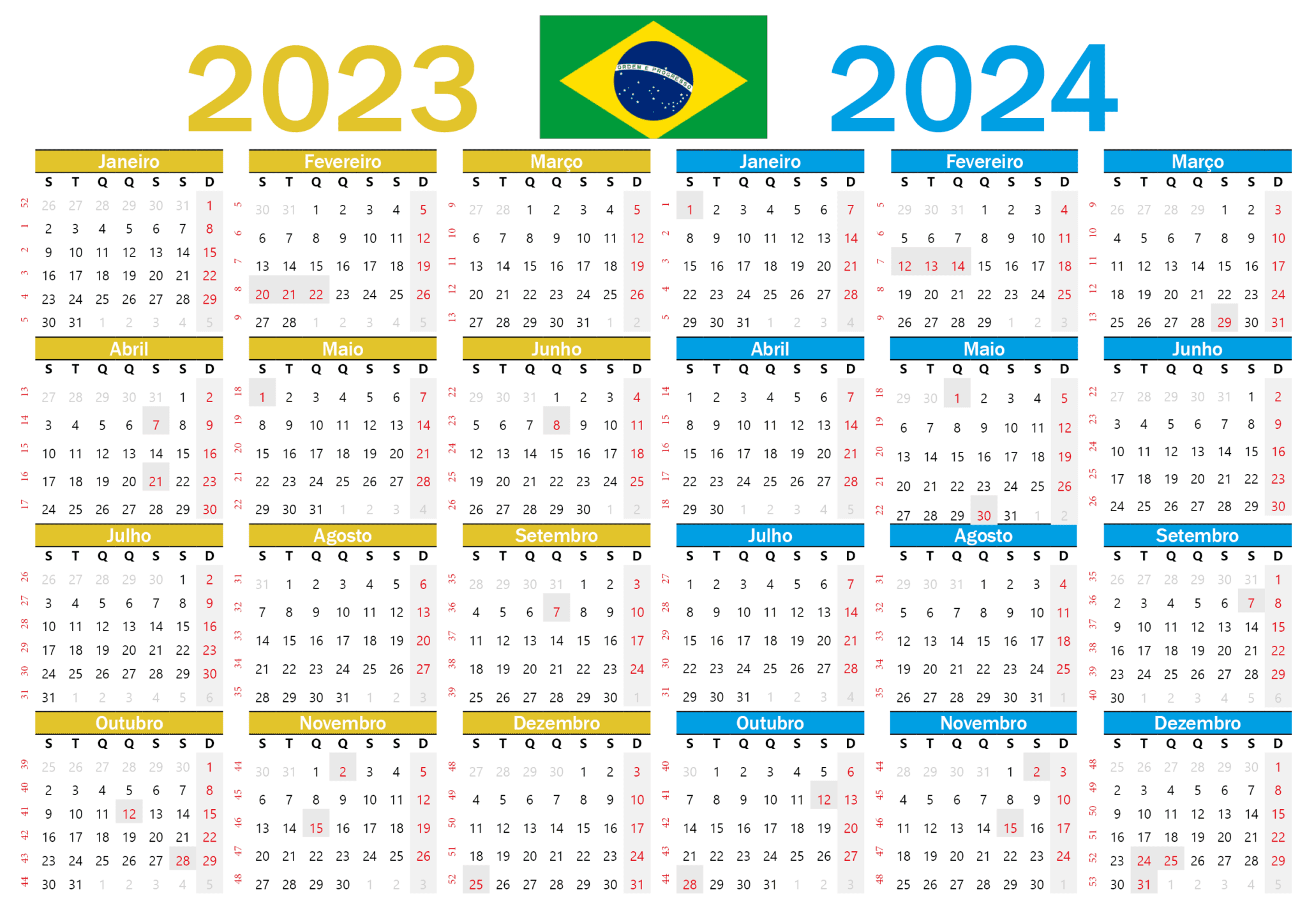 Calendario 2023 E 2024 Com Feriados 2023 IMAGESEE