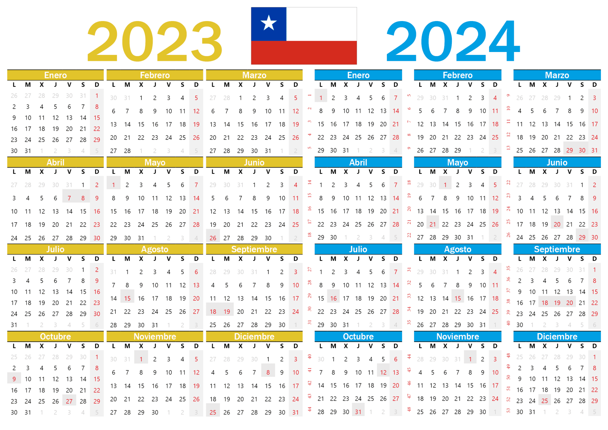 Calendario 2024 Chile Con Feriados Descarga En Excel Y Pdf Images and