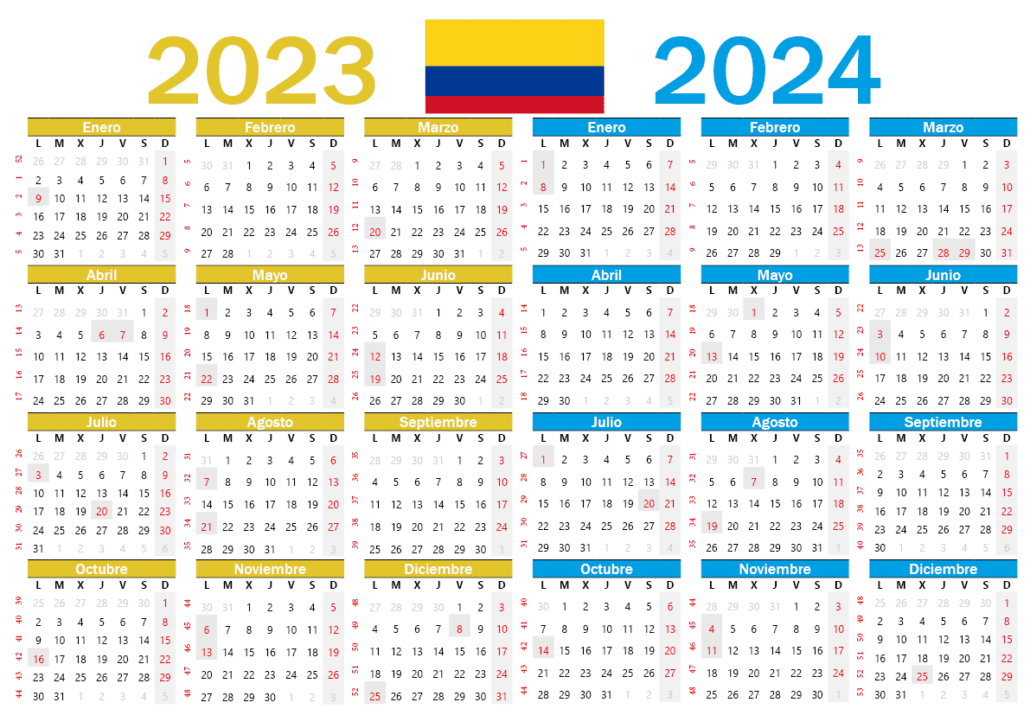 calendario 2023 2024 para imprimir colombia