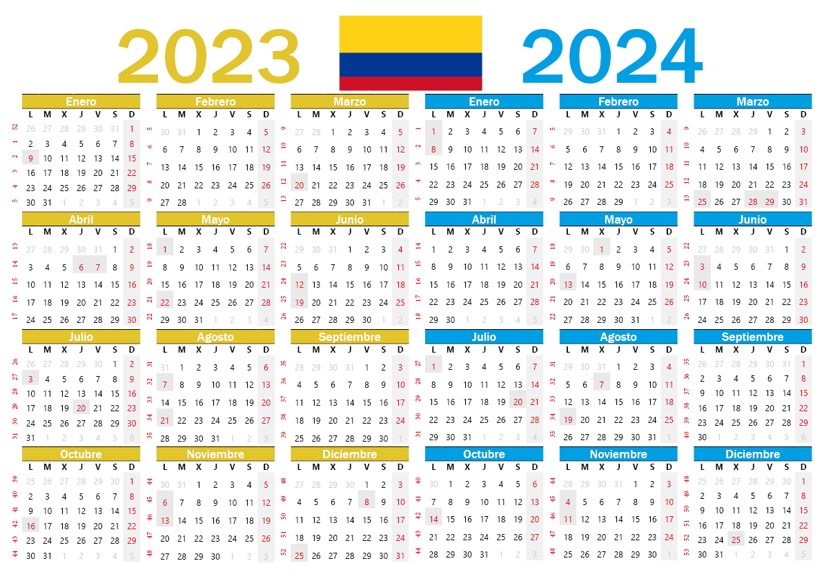 Calendario 2024 Colombia Festivos 1A7