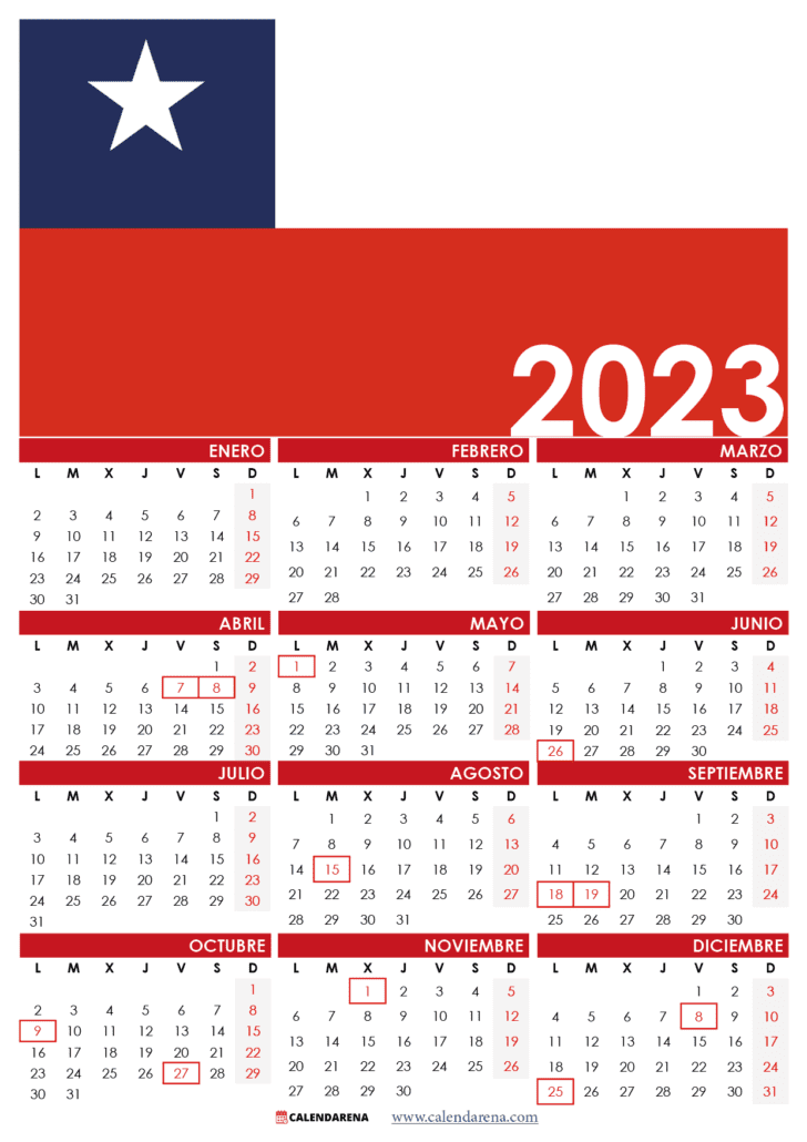 calendario 2023 chile para imprimir