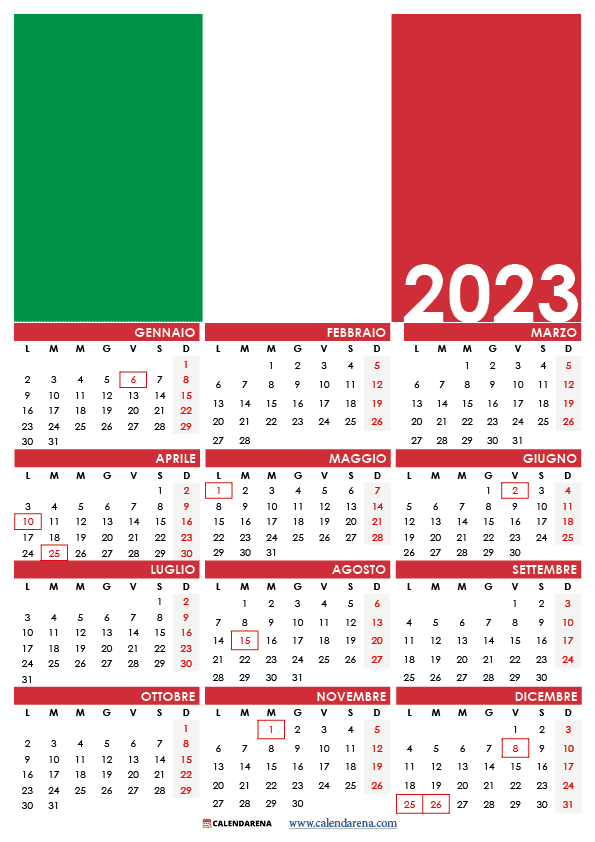 calendario 2023 da stampare ITALIA