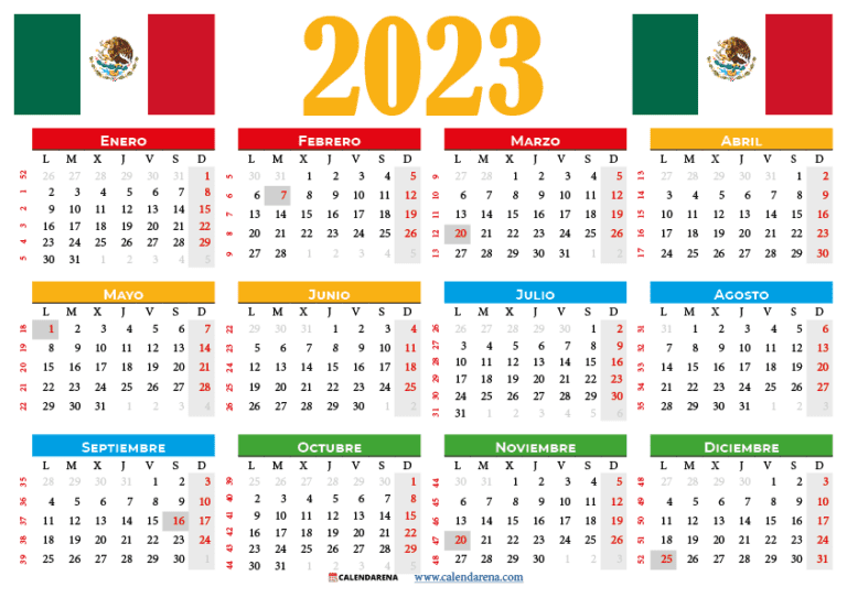 Calendario 2023 México Con Festivos PDF