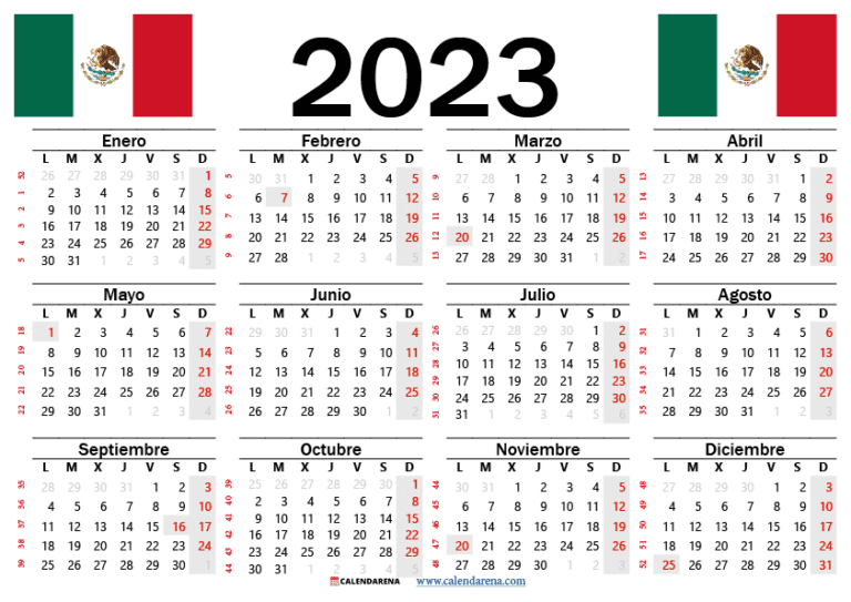 Calendario 2023 México Con Festivos PDF