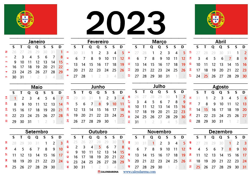 calendário 2023 para imprimir portugal