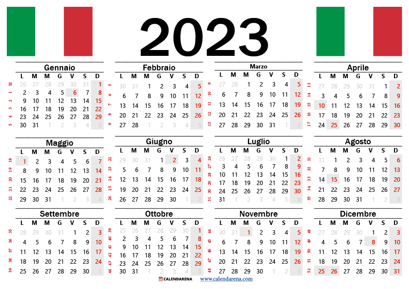 calendario 2023 pdf ITALIA