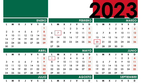 calendario 2023 png mexico