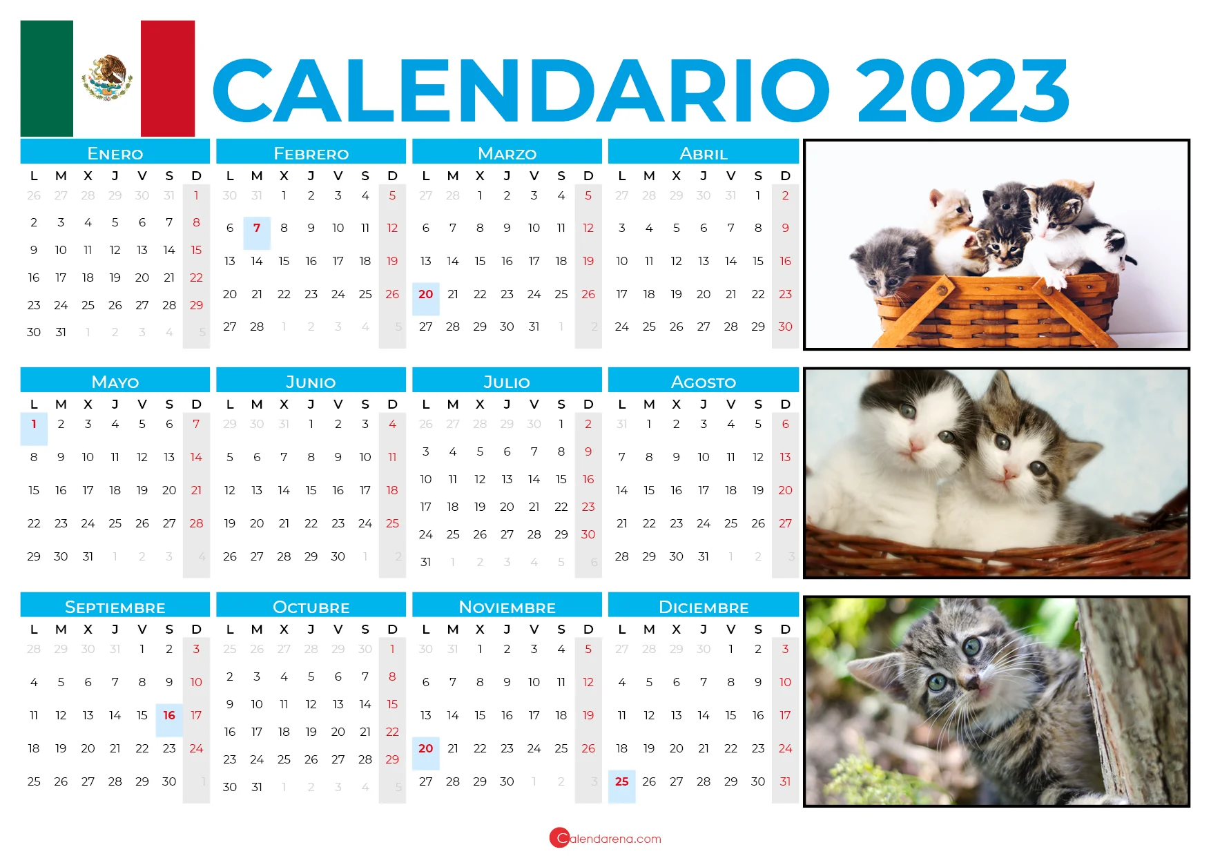 calendario 2023 por semanas méxico