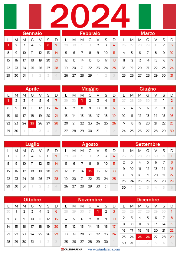 calendario 2024 da stampare ITALIA