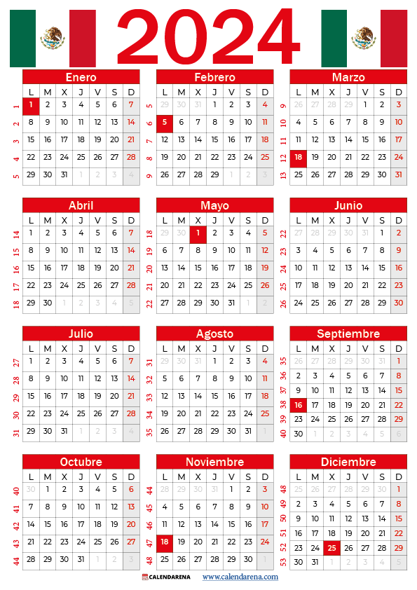 calendario 2024 mexico para imprimir