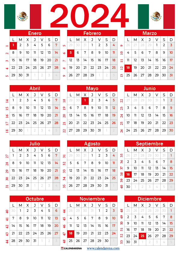 Calendario México 2024 Fechas y Eventos Destacados