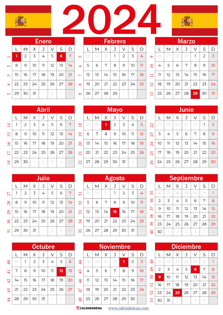 calendario 2024 para imprimir españa