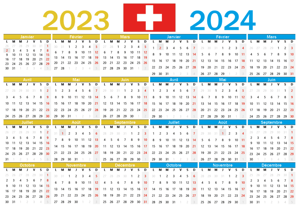 calendrier 2023 2024 Suisse
