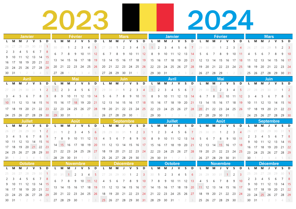 calendrier 2023 2024 à imprimer belgique