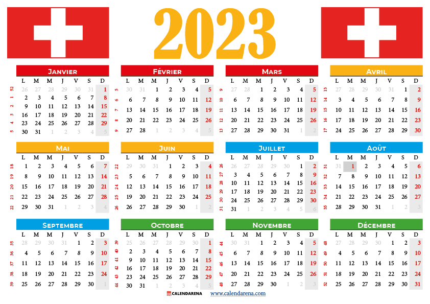 calendrier 2023 Suisse