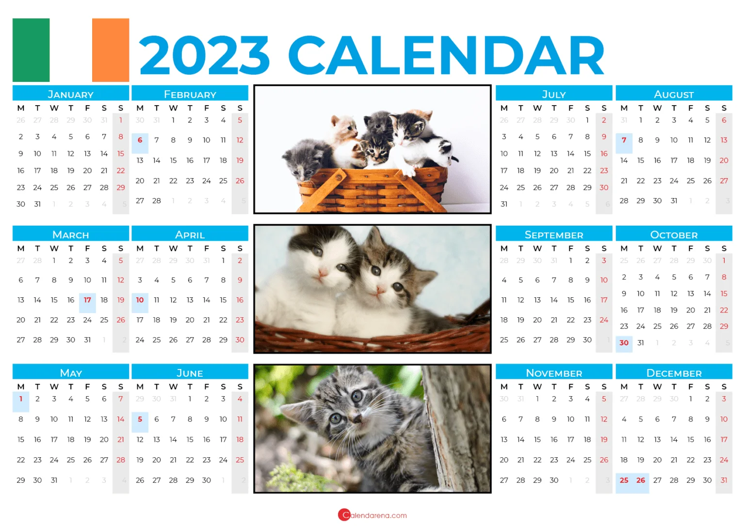 Calendar 2023 Ireland With Holidays Printable