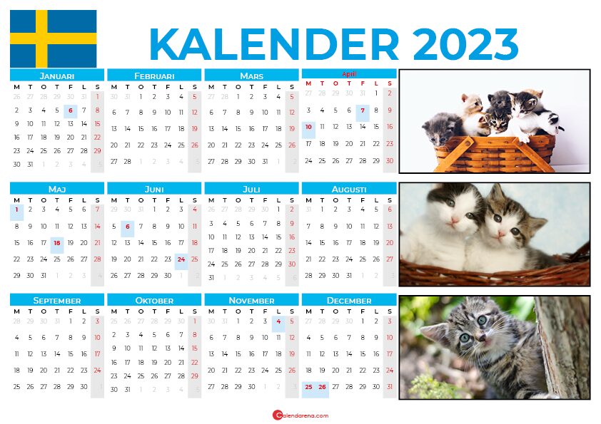 kalender 2023 med helgdagar svensk
