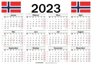 Norsk Kalender 2023 Med Helligdager