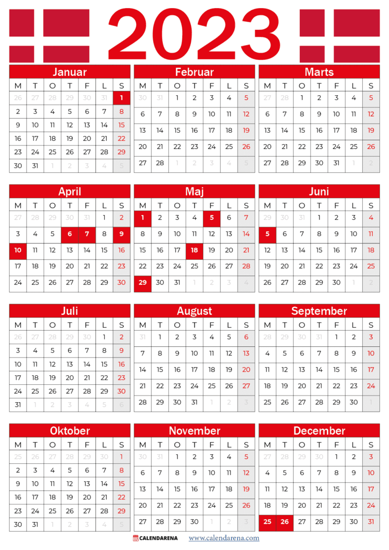 Kalender 2023 Danmark Med Helligdage Og Ugenumre