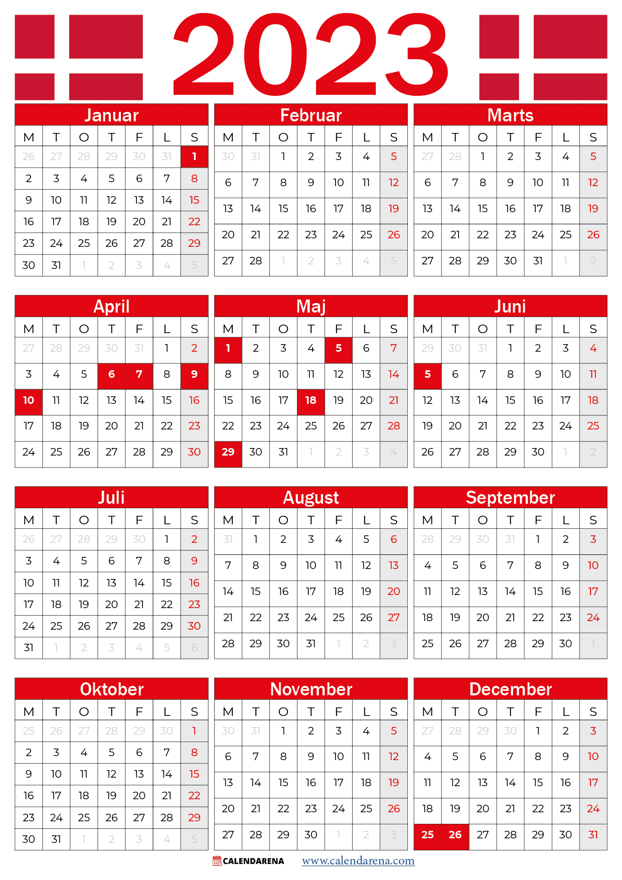 Folkeskole Syge person Distrahere Kalender 2023 Danmark Med Helligdage Og Ugenumre