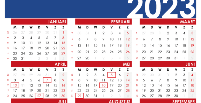 kalender 2023 met weeknummers Nederland