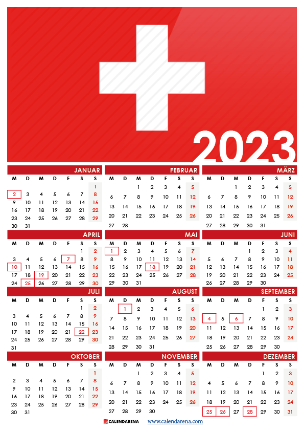 kalender 2023 mit feiertagen schweiz