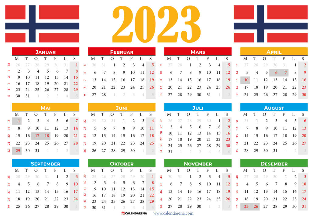 kalender 2023 norsk