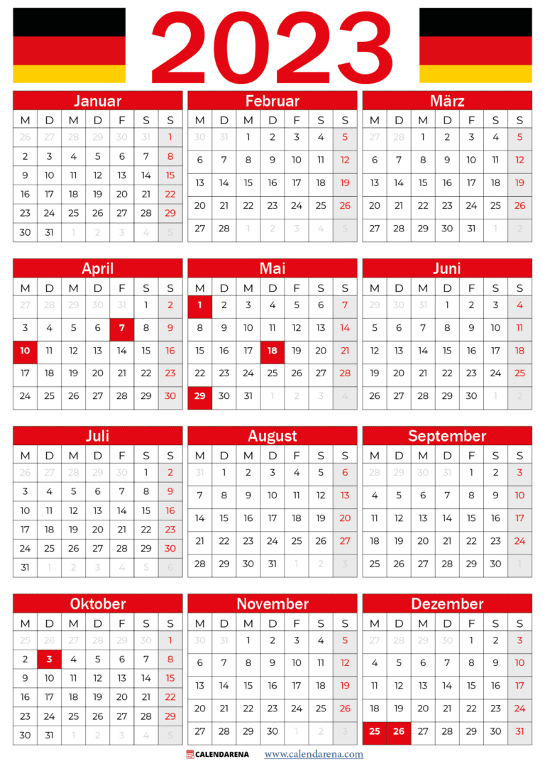 Kalender 2023 Deutschland Zum Ausdrucken Mit Feiertagen