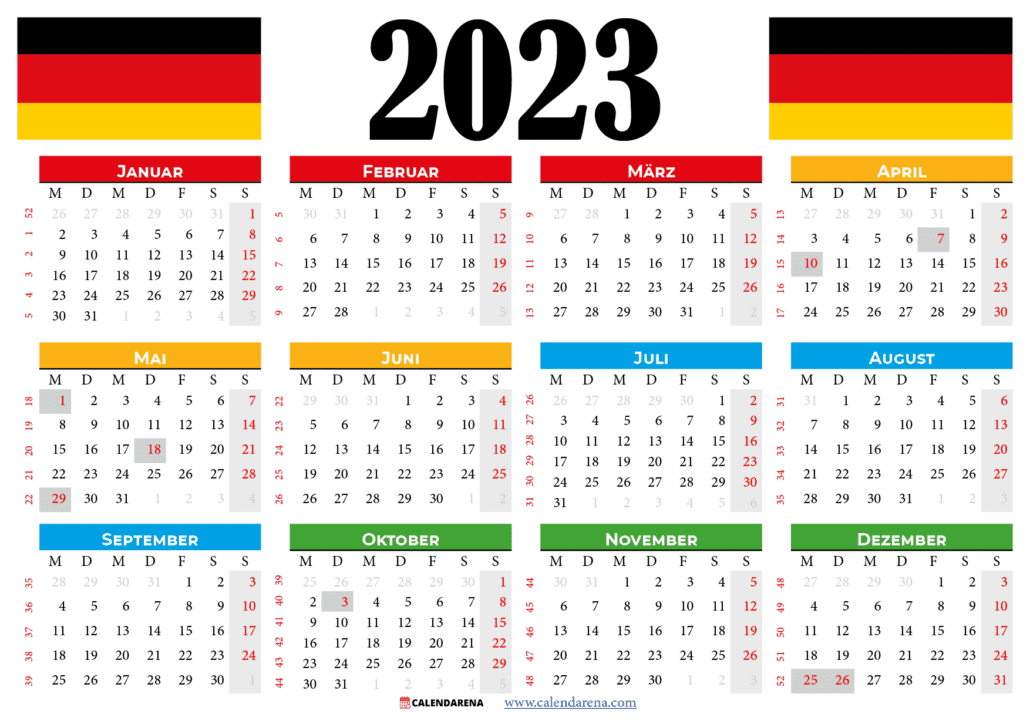 kalender 2023 zum ausdrucken Deutschland