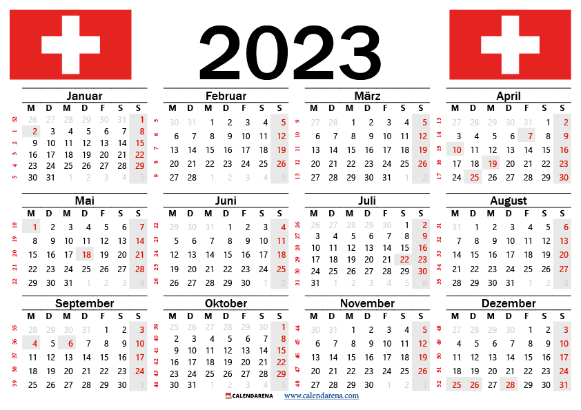 kalender 2023 zum ausdrucken schweiz