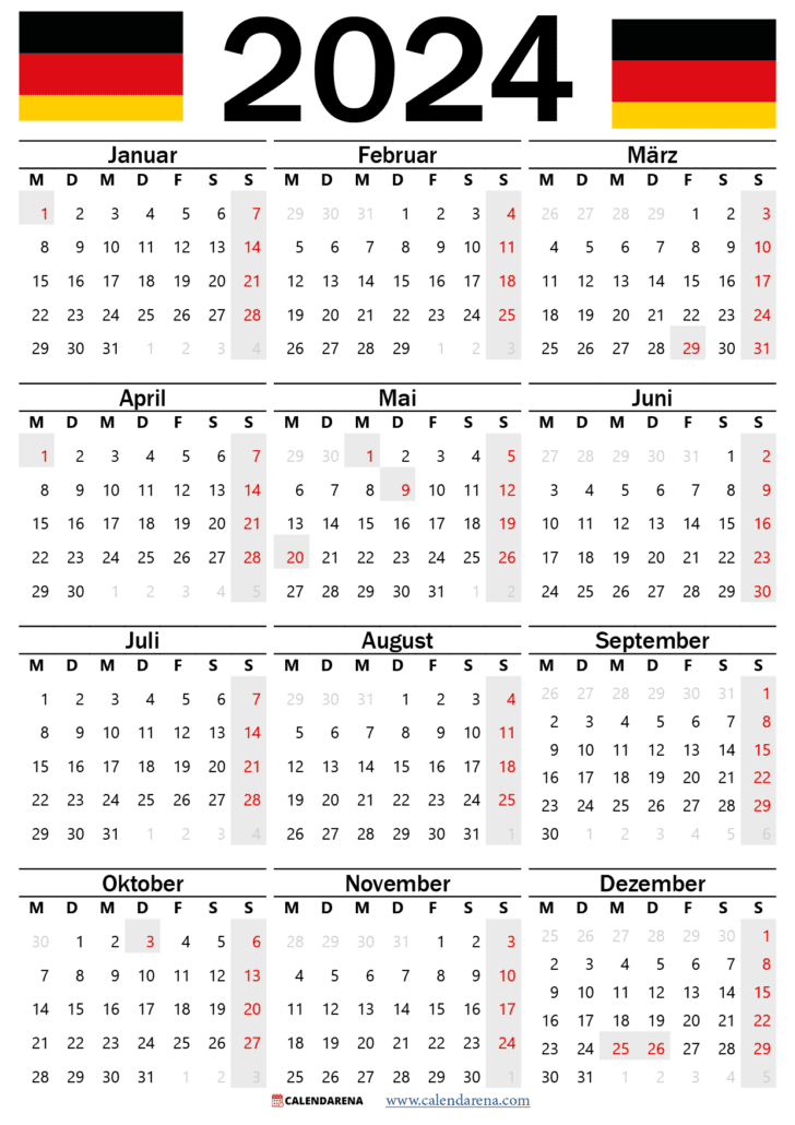 kalender 2024 mit feiertagen Deutschland