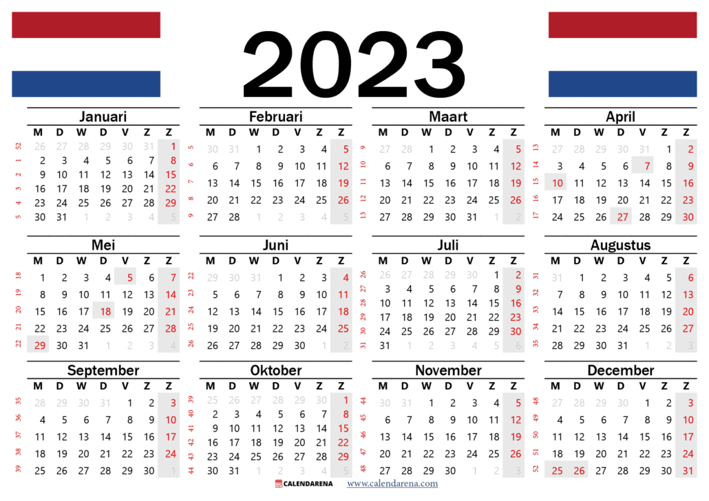 week kalender 2023 Nederland
