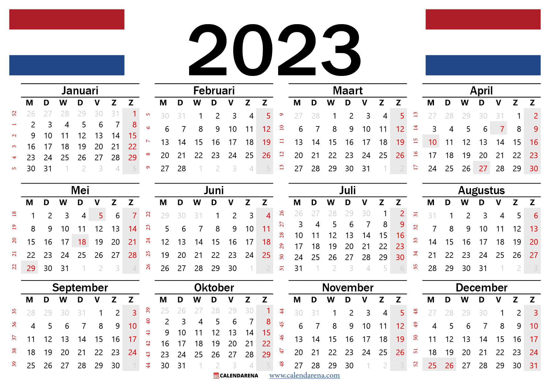 Voorman meest Waarschijnlijk Kalender 2023 Met Weeknummers Nederland