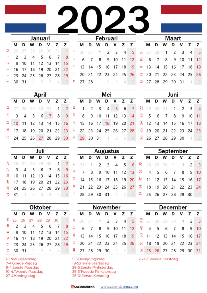 weken kalender 2023 Nederland